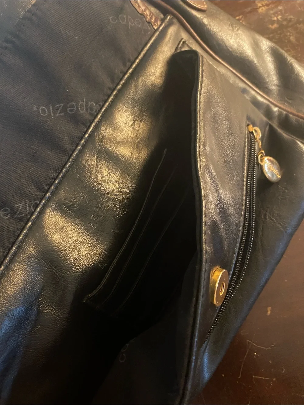Capezio Black Doctor Satchel Bag Brown Trim Top Handle Crossbody Purse